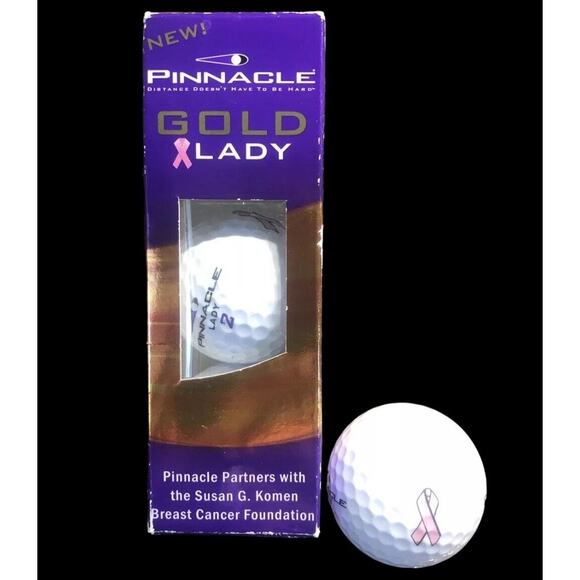 Pinnacle Gold Lady 2 Golf 3 Balls Komen Breast Cancer Pink Ribbon 1 Sleeve - Picture 1 of 3